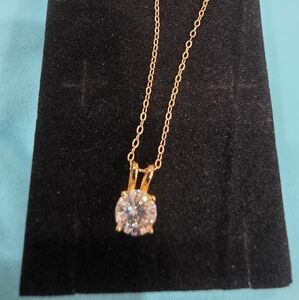 Moissanite Elegant Gold Necklace with Sparkling Pendant...1.0 Ct